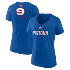 Ausar Thompson Detroit Pistons Women's Behind The Back Name & Number V-Neck T-Shirt sale - Blue on sale