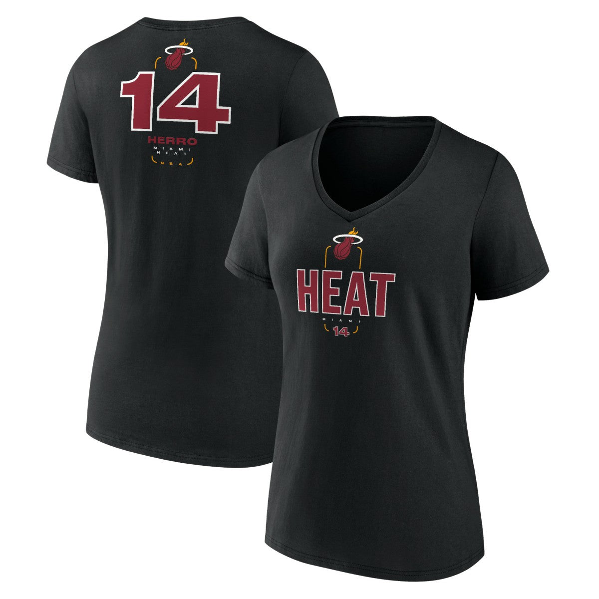 Tyler Herro Miami Heat Women's Behind The Back Name & Number V-Neck T-Shirt - Black cheap