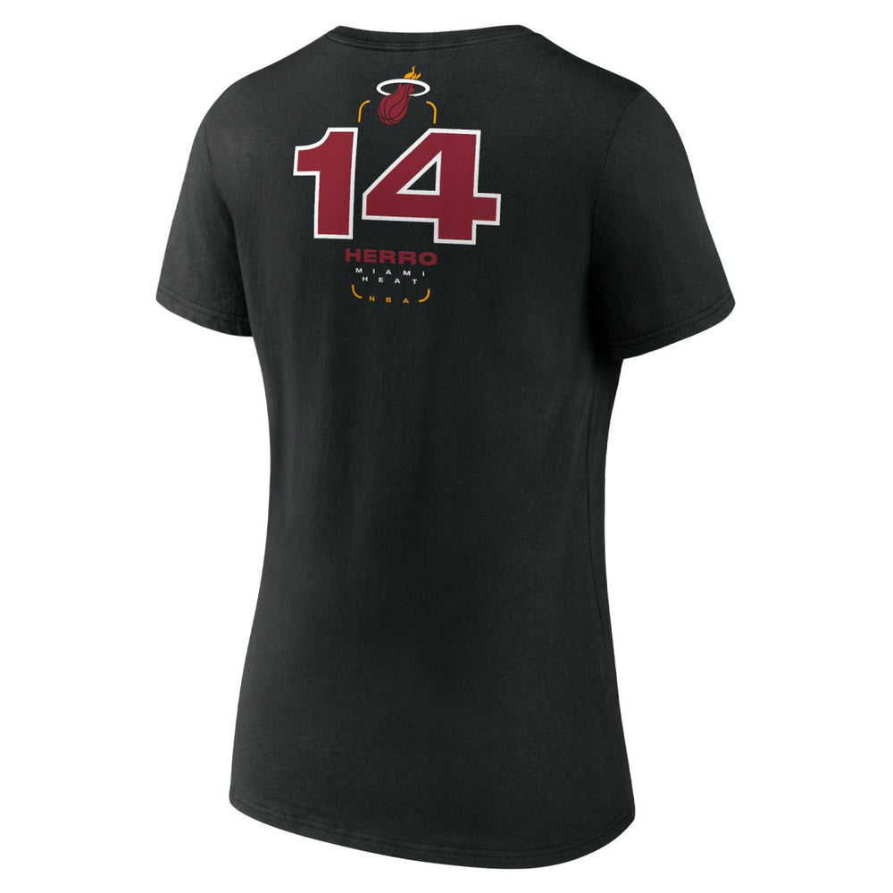 Tyler Herro Miami Heat Women's Behind The Back Name & Number V-Neck T-Shirt - Black cheap