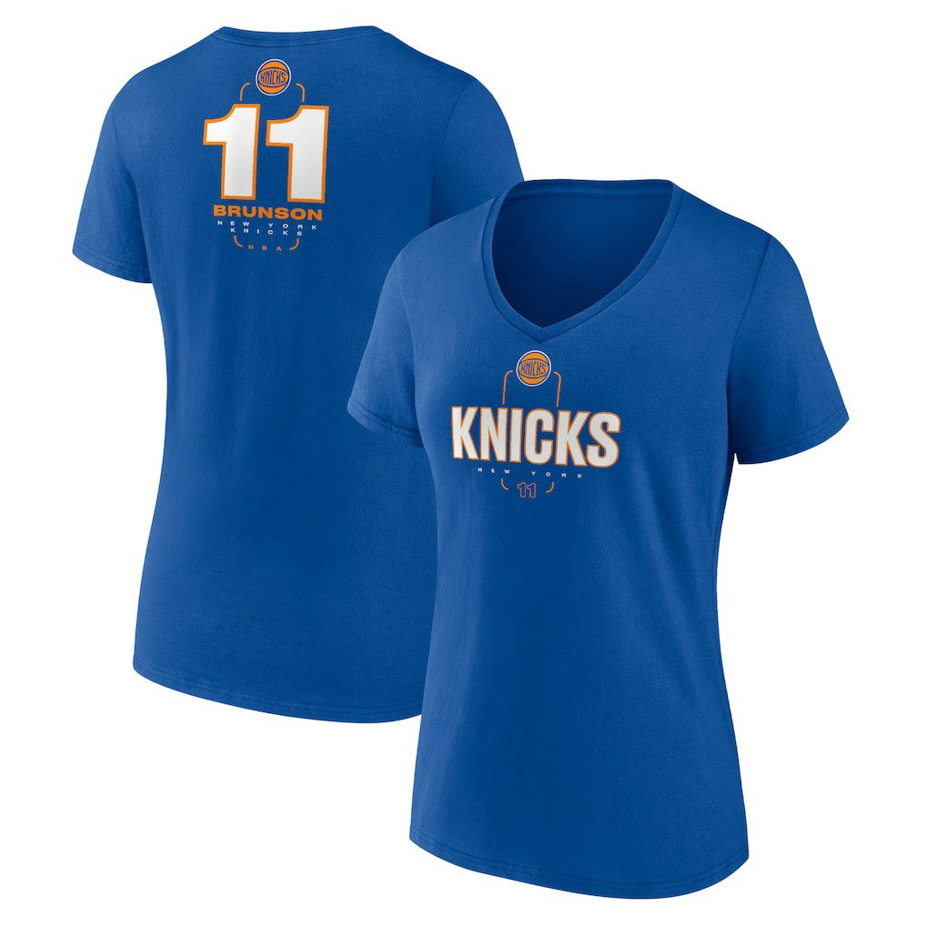 Jalen Brunson New York Knicks Women's Behind The Back Name & Number V-Neck T-Shirt - Royal sale