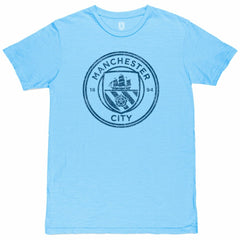 Manchester City 1863FC Mono Crest Slub T-Shirt - Sky Blue shop