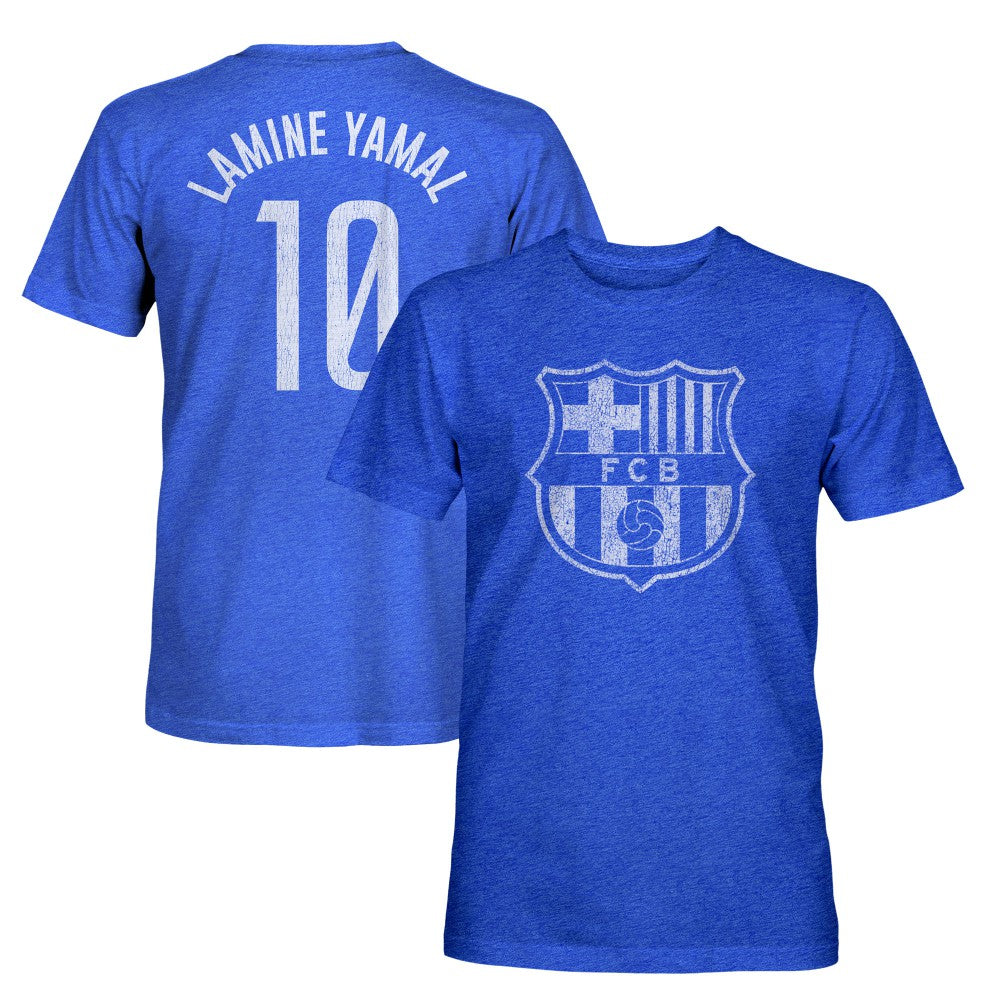 Lamine Yamal Barcelona 1863FC Player Name & Number Twisted Tri-Blend Slub T-Shirt - Heather Royal online