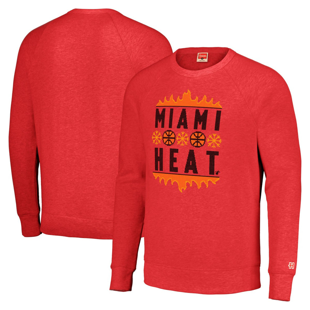 Miami Heat Homage Unisex Holiday Raglan Pullover Sweatshirt - Red for sale