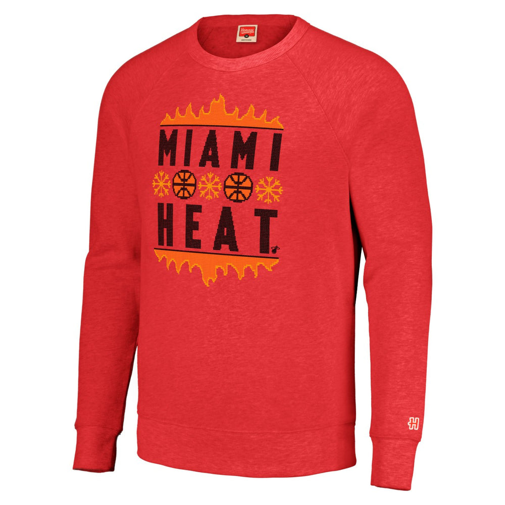 Miami Heat Homage Unisex Holiday Raglan Pullover Sweatshirt - Red for sale