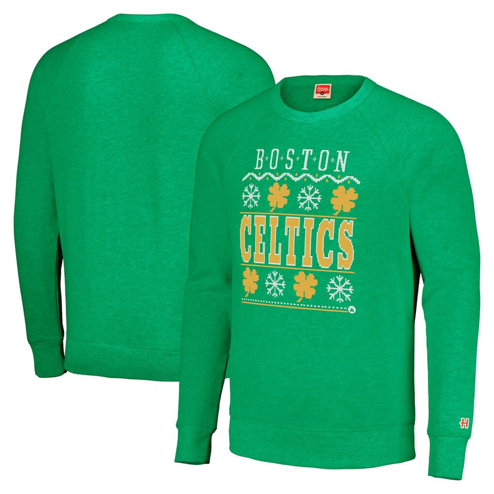 Boston Celtics Homage Unisex Holiday Raglan Pullover Sweatshirt - Kelly Green sale