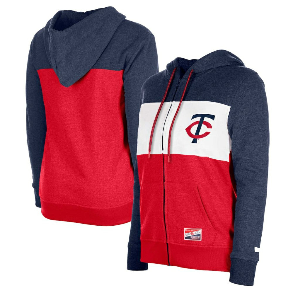 Minnesota Twins Women's Color Block Full-Zip Hoodie Jacket - Navy | New Era