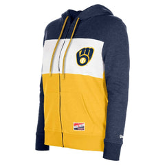 Milwaukee Brewers Women's Color Block Full-Zip Hoodie Jacket - Navy | New Era