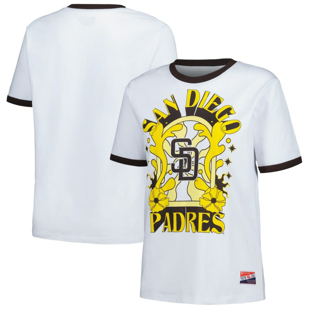 San Diego Padres Women's Oversized Ringer T-Shirt - White | New Era