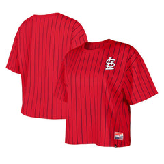 St. Louis Cardinals Women's Boxy Pinstripe T-Shirt - Red | New Era