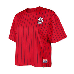 St. Louis Cardinals Women's Boxy Pinstripe T-Shirt - Red | New Era