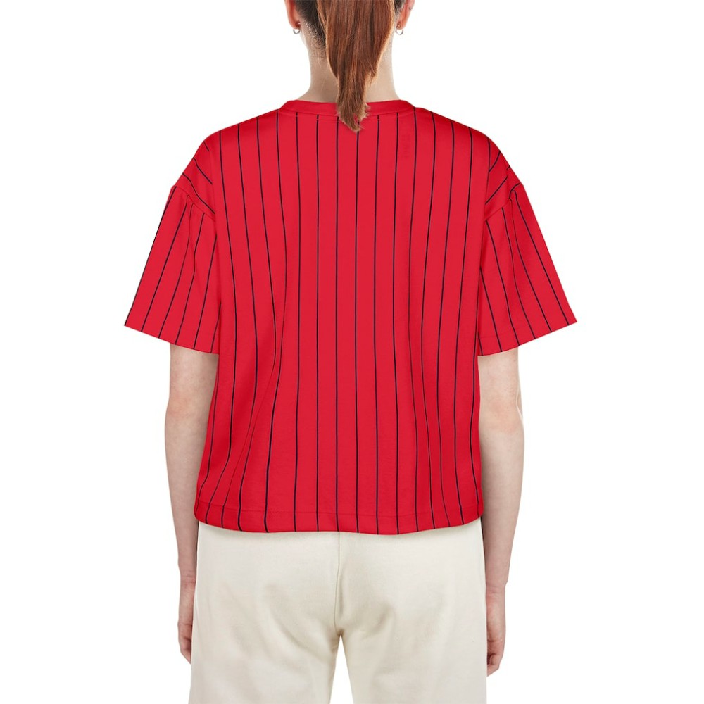 St. Louis Cardinals Women's Boxy Pinstripe T-Shirt - Red | New Era