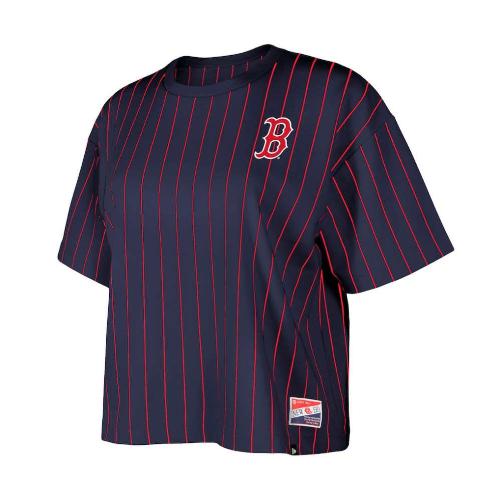 Boston Red Sox Women's Boxy Pinstripe T-Shirt - Navy | New Era