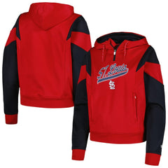 St. Louis Cardinals Women's Color Block Fleece Quarter-Zip Hoodie - Red | New Era