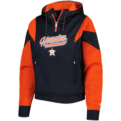 Houston Astros Women's Color Block Fleece Quarter-Zip Hoodie - Navy | New Era