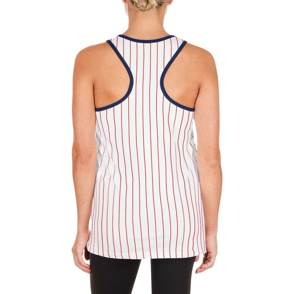 St. Louis Cardinals Women's Sequin Pinstripe Racerback Tank Top - White | New Era