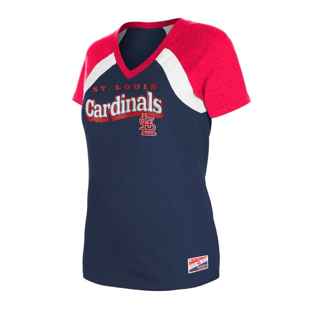 St. Louis Cardinals Women's Heathered Raglan V-Neck T-Shirt - Navy | New Era
