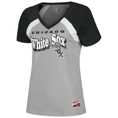 Chicago White Sox Women's Heathered Raglan V-Neck T-Shirt - Gray | New Era