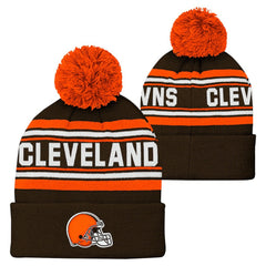 Cleveland Browns Youth Jacquard Cuffed Knit Hat with Pom - Brown outlet