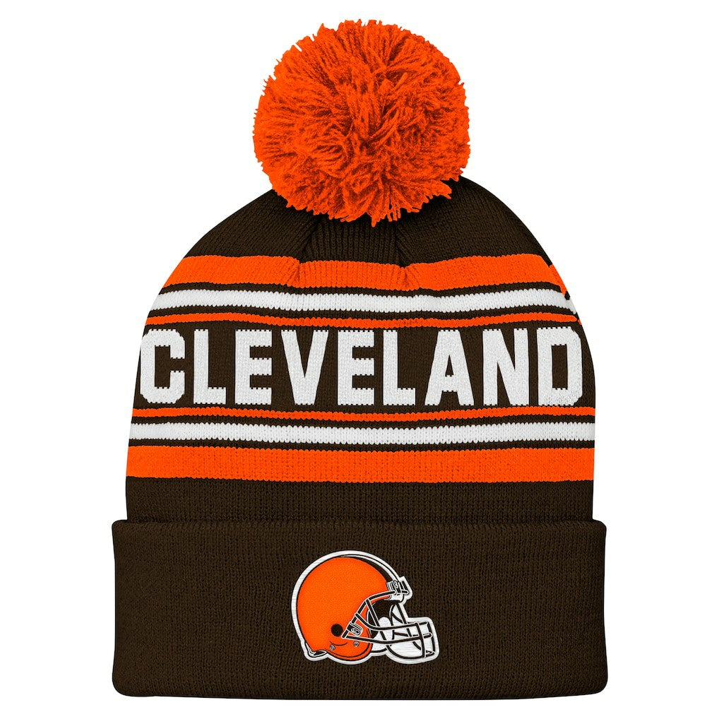 Cleveland Browns Youth Jacquard Cuffed Knit Hat with Pom - Brown outlet