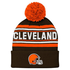 Cleveland Browns Youth Jacquard Cuffed Knit Hat with Pom - Brown outlet