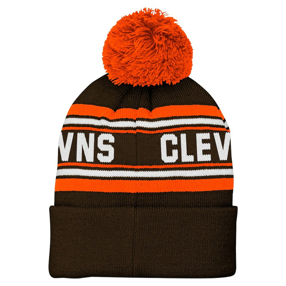 Cleveland Browns Youth Jacquard Cuffed Knit Hat with Pom - Brown outlet