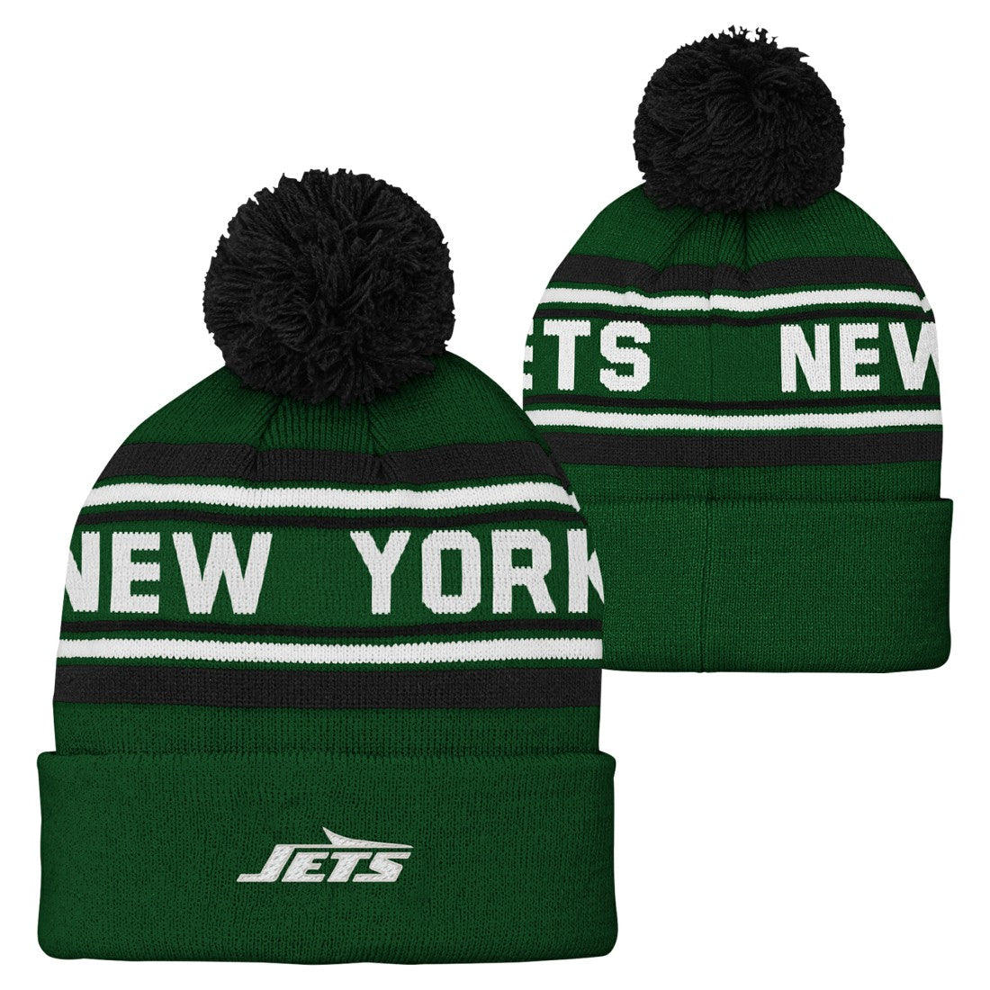 New York Jets Youth Jacquard Cuffed Knit Hat with Pom - Green cheap