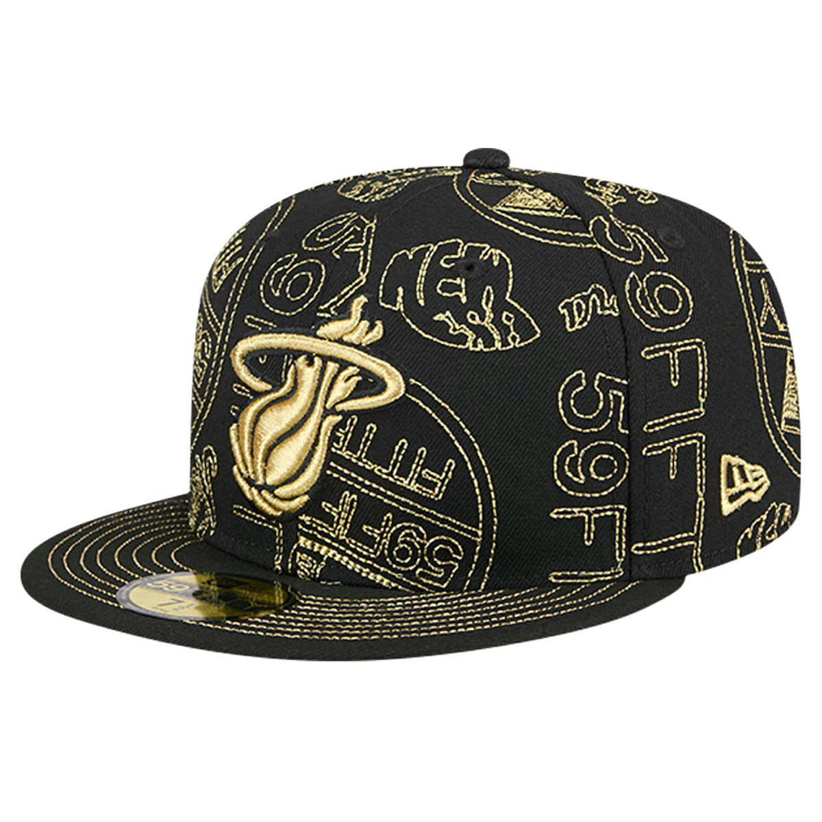 Miami Heat 59FIFTY Day Allover Print Stencil Fitted Hat - Black | New Era sale