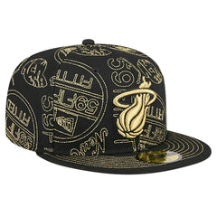 Miami Heat 59FIFTY Day Allover Print Stencil Fitted Hat - Black | New Era sale