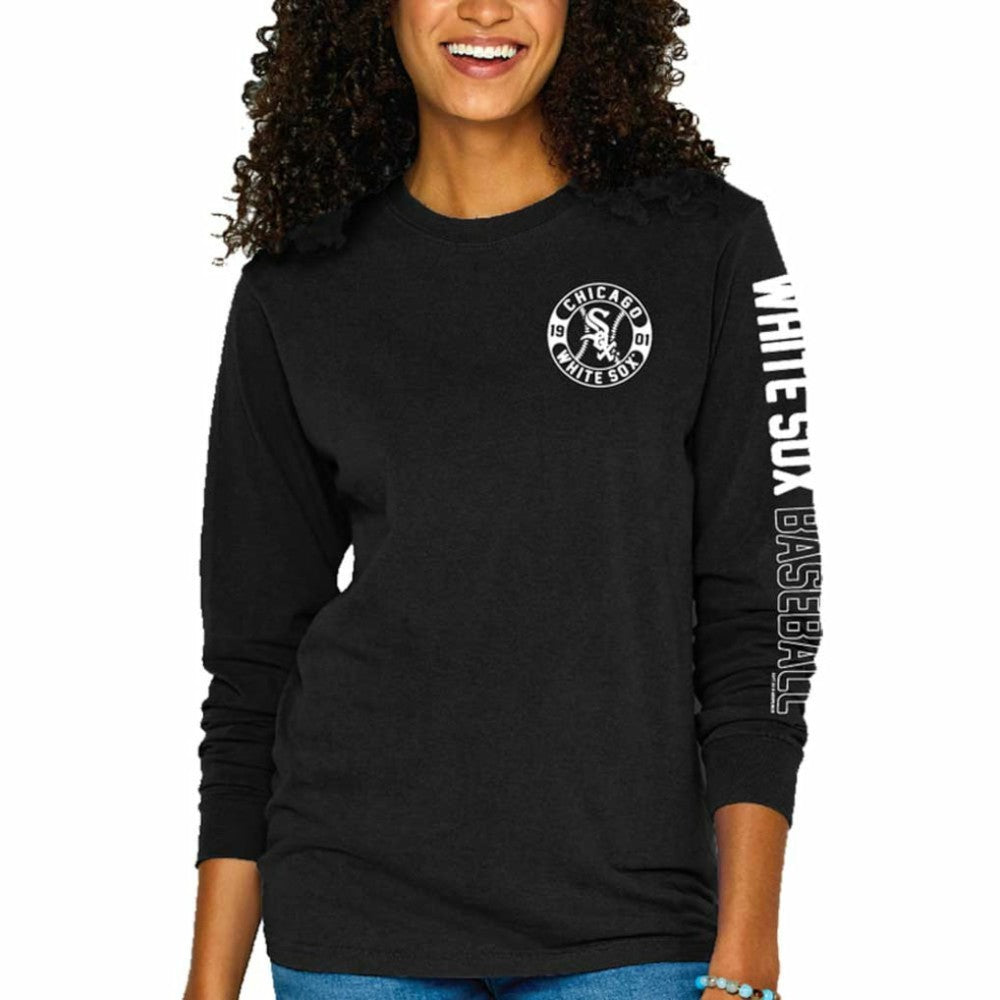 Chicago White Sox Soft as a Grape Women's Pigment-Dyed Long Sleeve T-Shirt - Black