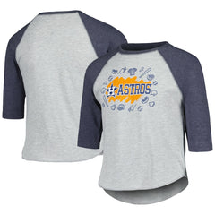 Houston Astros Soft as a Grape Youth Raglan 3/4 Sleeve T-Shirt - Heather Gray