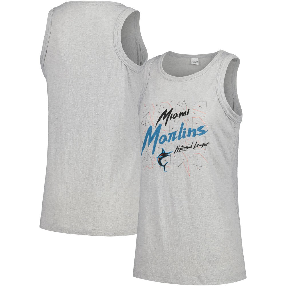 Miami Marlins Soft as a Grape Women's Gauze High Neck Tank Top - Gray