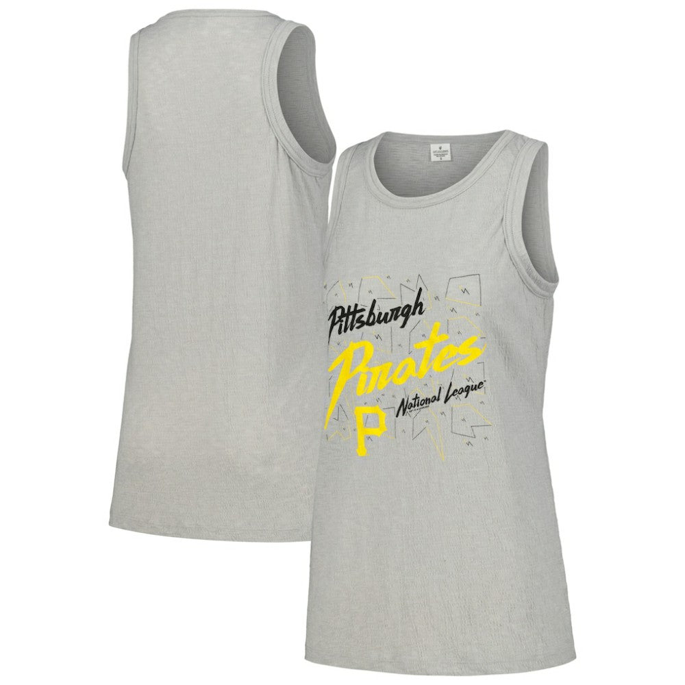 Pittsburgh Pirates Soft as a Grape Women's Gauze High Neck Tank Top - Gray