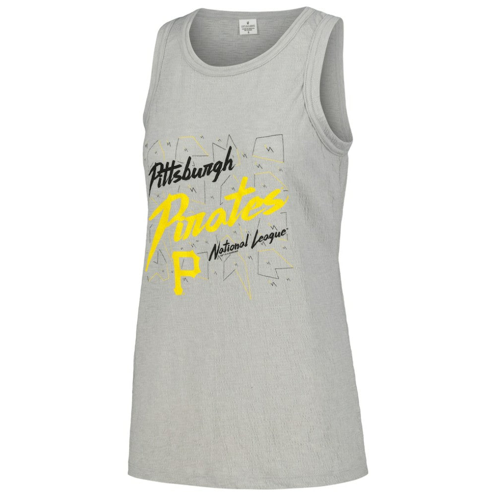 Pittsburgh Pirates Soft as a Grape Women's Gauze High Neck Tank Top - Gray
