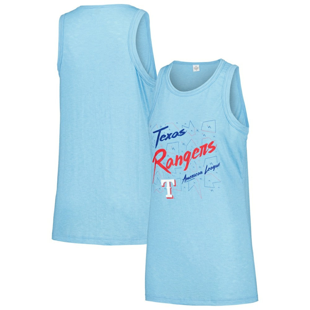 Texas Rangers Soft as a Grape Women's Gauze High Neck Tank Top - Light Blue