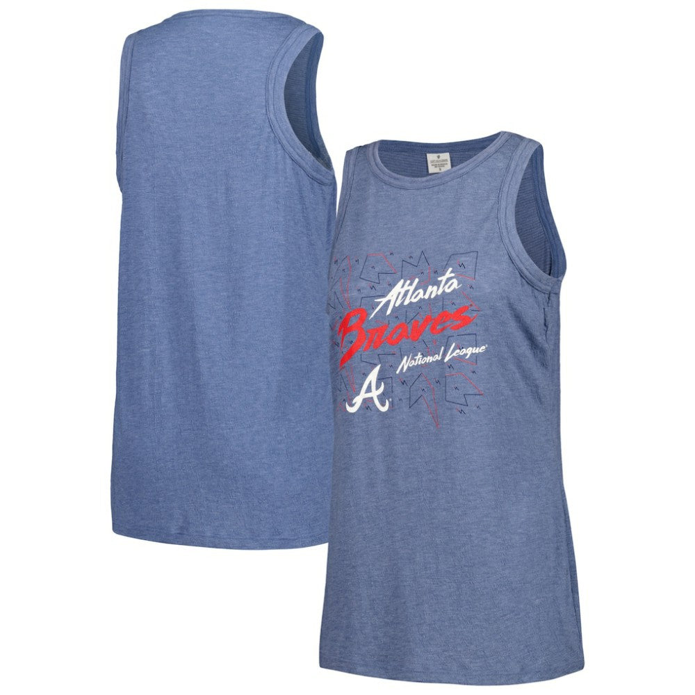 Atlanta Braves Soft as a Grape Women's Gauze High Neck Tank Top - Navy