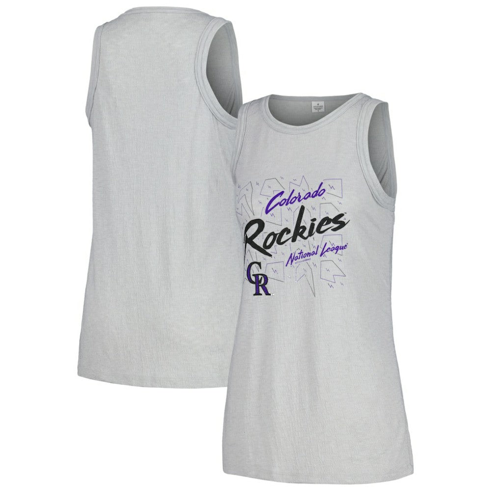 Colorado Rockies Soft as a Grape Women's Gauze High Neck Tank Top - Gray