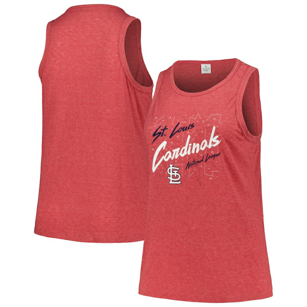 St. Louis Cardinals Soft as a Grape Women's Plus Size Curvy High Neck Tri-Blend Tank Top - Red