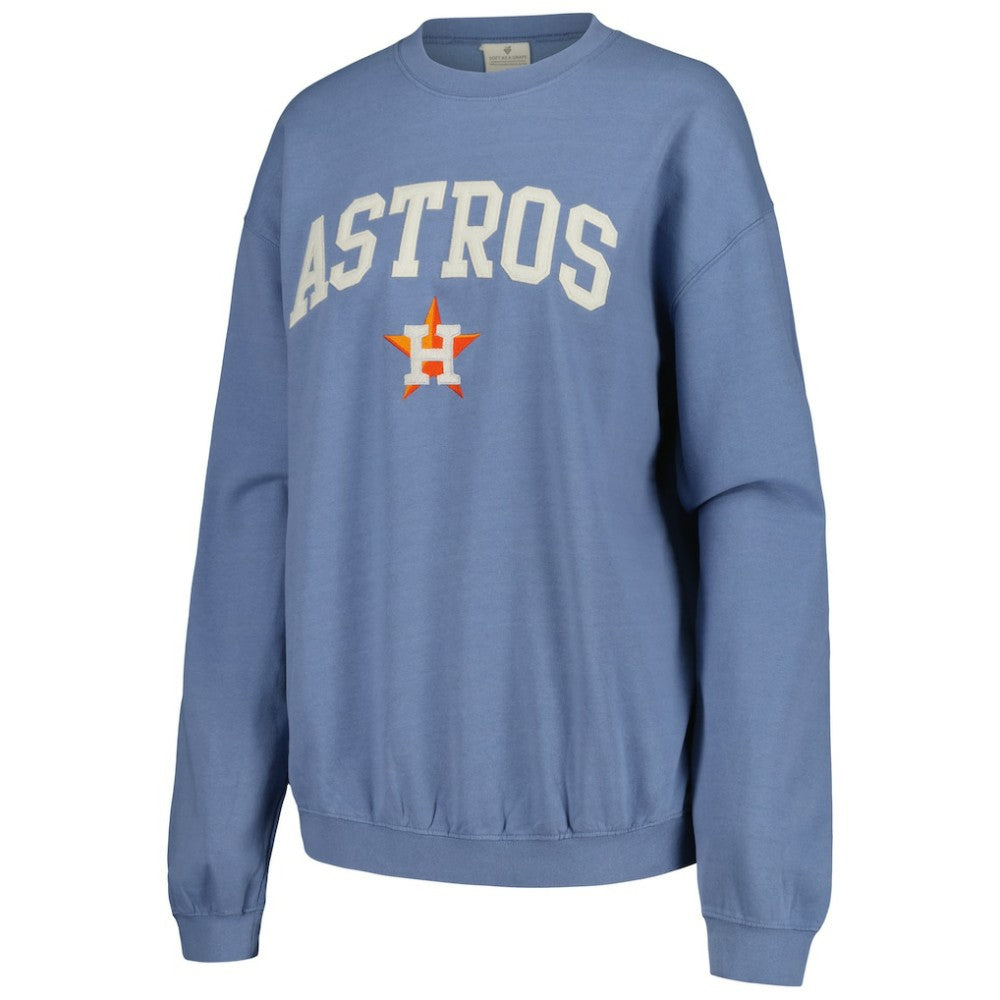 Houston Astros Soft as a Grape Women's Pigment Dye Pullover Sweatshirt - Navy