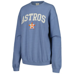 Houston Astros Soft as a Grape Women's Pigment Dye Pullover Sweatshirt - Navy