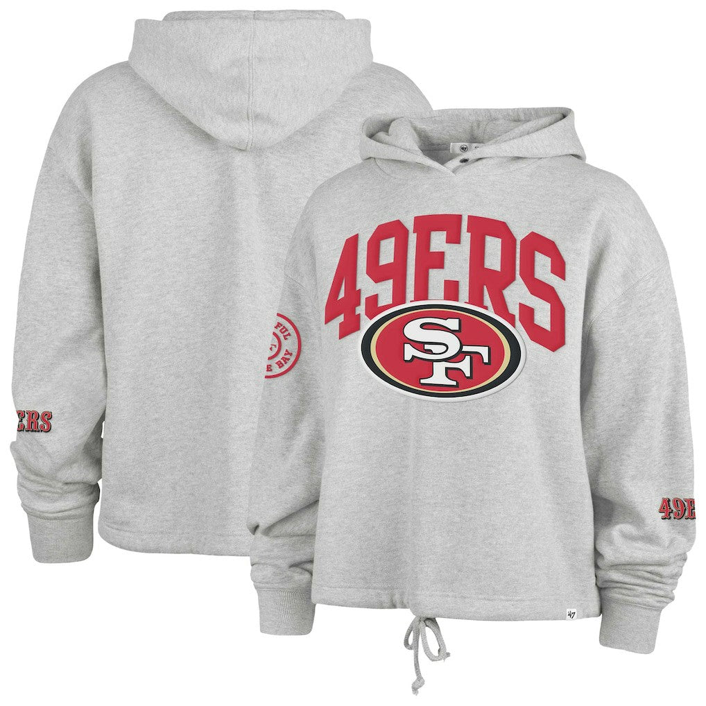 San Francisco 49ers '47 Women's High Hopes Long Sleeve Cropped Hoodie - Heather Gray for sale