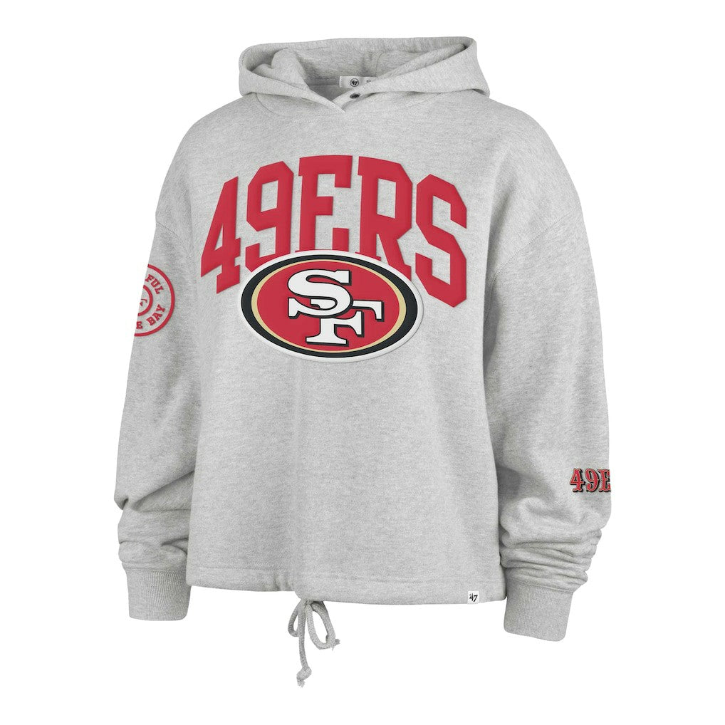San Francisco 49ers '47 Women's High Hopes Long Sleeve Cropped Hoodie - Heather Gray for sale