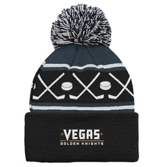 Vegas Golden Knights Preschool Faceoff Cuffed Knit Hat with Pom Black