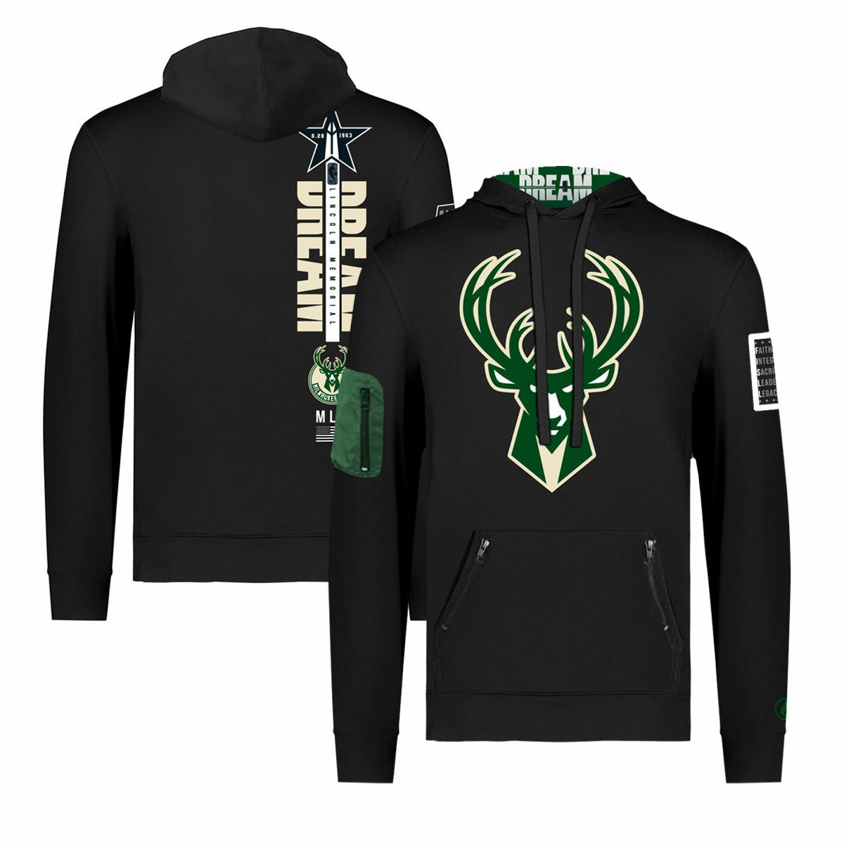 Milwaukee Bucks FISLL x Black History Collection Unisex Pullover Hoodie - Black outlet