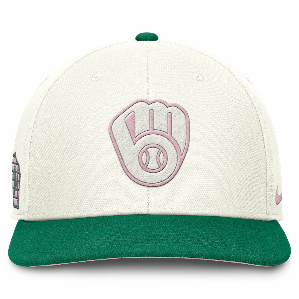 Milwaukee Brewers Sail Pro Performance Snapback Hat - Cream/Green | Nike