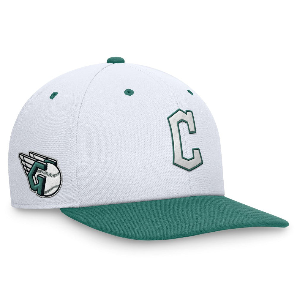 Cleveland Guardians Bicoastal Two-Tone Pro Performance Snapback Hat - White/Green | Nike