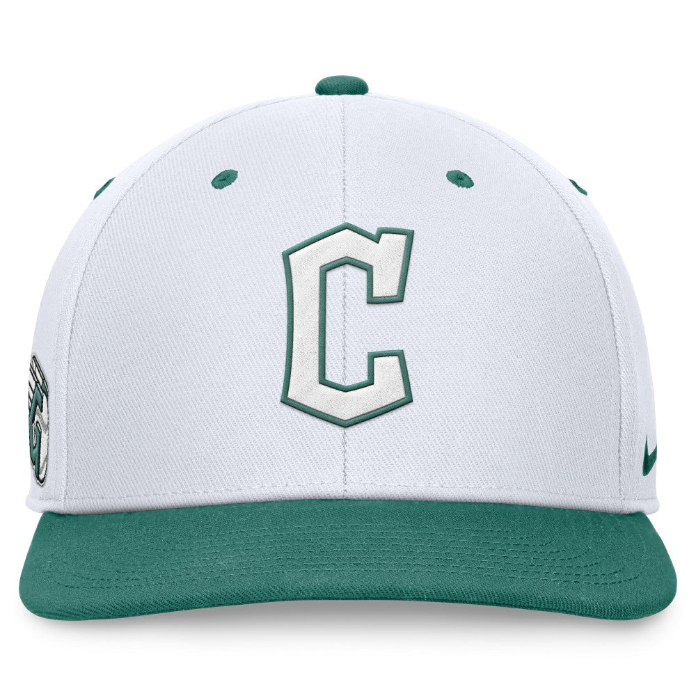 Cleveland Guardians Bicoastal Two-Tone Pro Performance Snapback Hat - White/Green | Nike