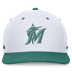 Miami Marlins Bicoastal Two-Tone Pro Performance Snapback Hat - White/Green | Nike