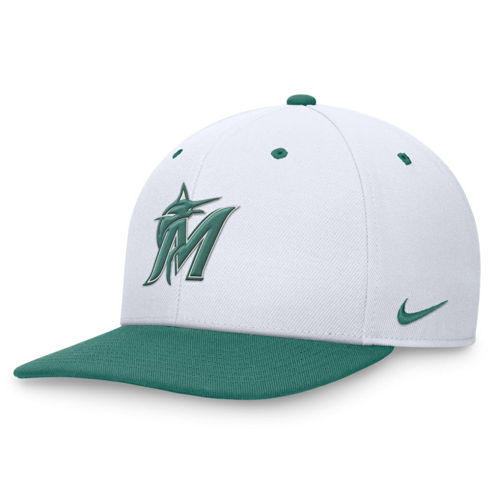 Miami Marlins Bicoastal Two-Tone Pro Performance Snapback Hat - White/Green | Nike
