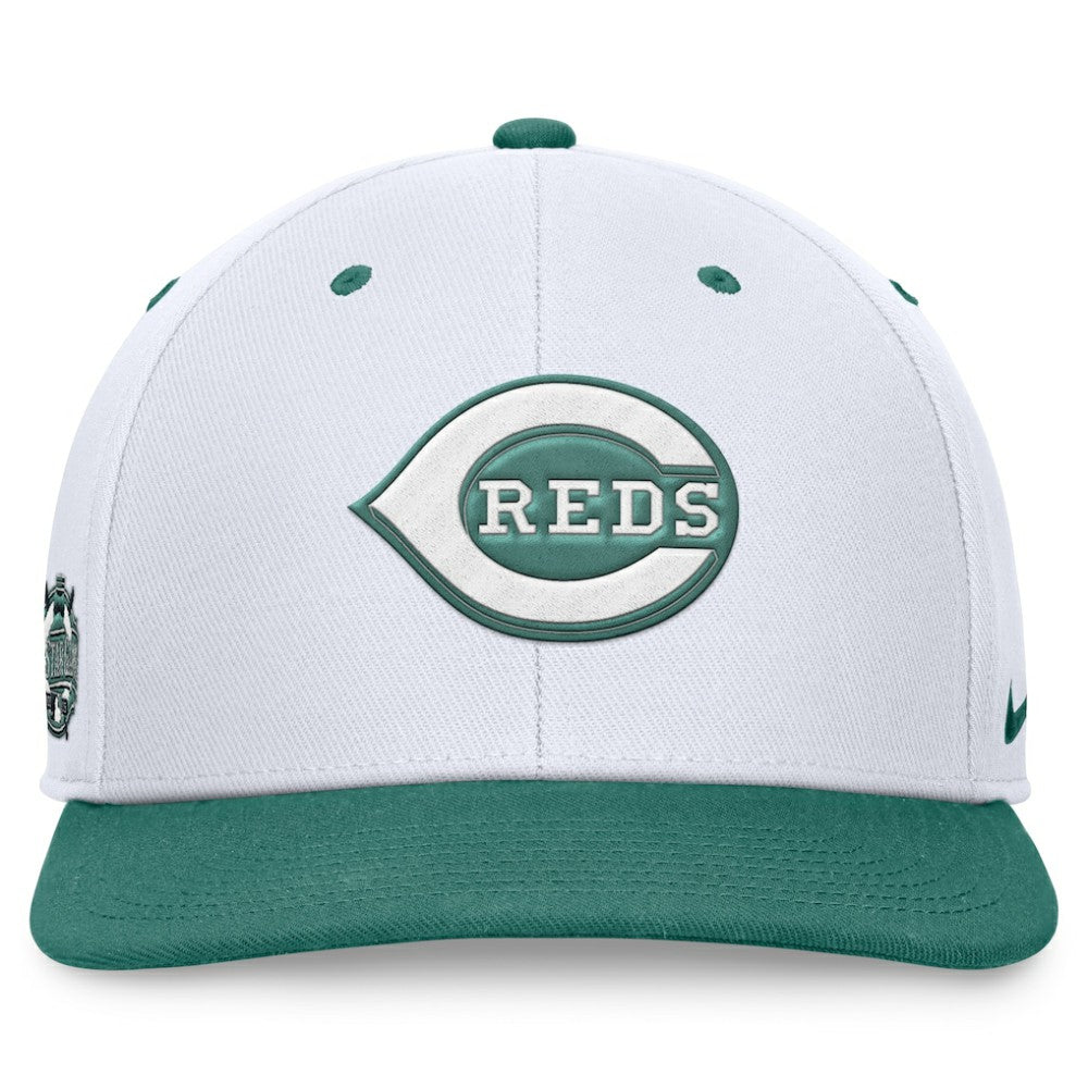Cincinnati Reds Bicoastal Two-Tone Pro Performance Snapback Hat - White/Green | Nike