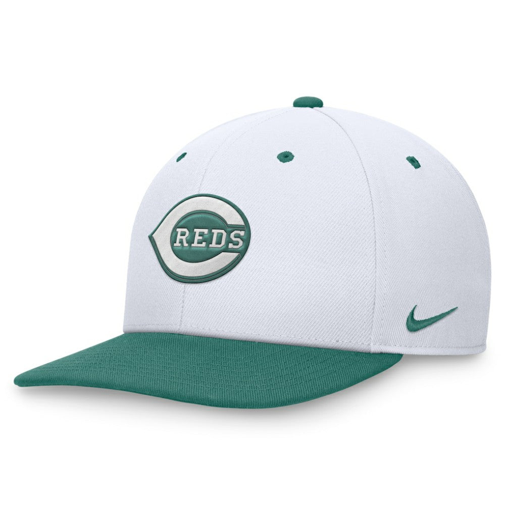 Cincinnati Reds Bicoastal Two-Tone Pro Performance Snapback Hat - White/Green | Nike